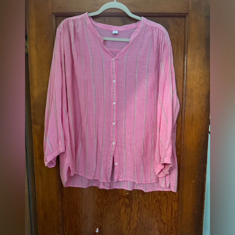 Old Navy Pink Striped Tunic Blouse